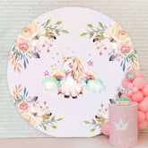 Aperturee - Round Flower And Unicorn Baby Shower Backdrop